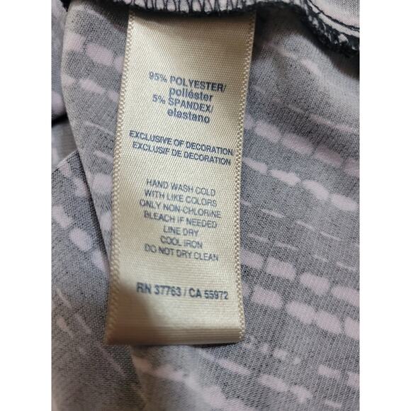 Rafaella Short Sleeve Blouse top Black & White Striped Tassled Medium - Picture 7 of 7